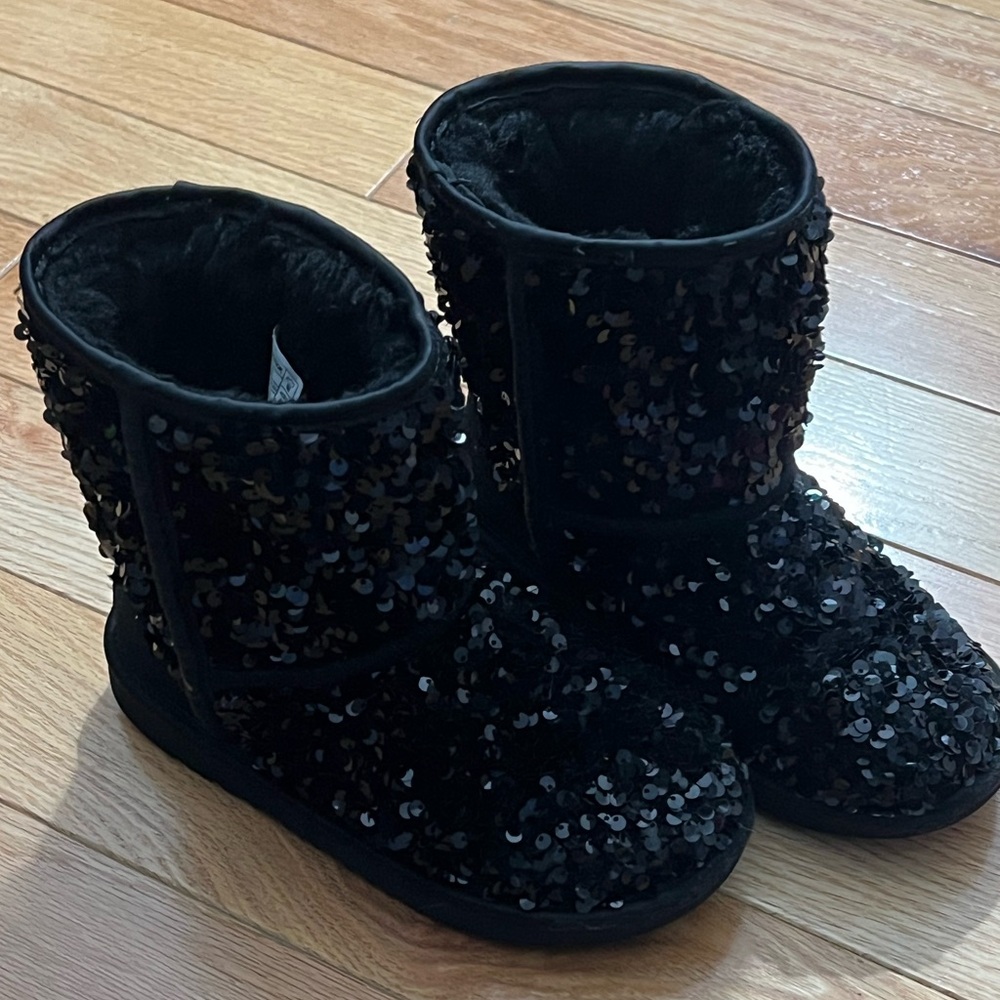 UGG kids black sequin boots size 1.
